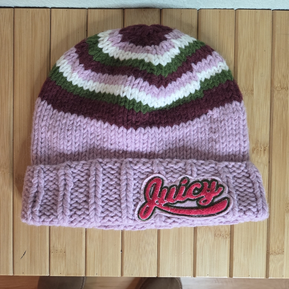 Juicy Couture Pink and Green Beanie